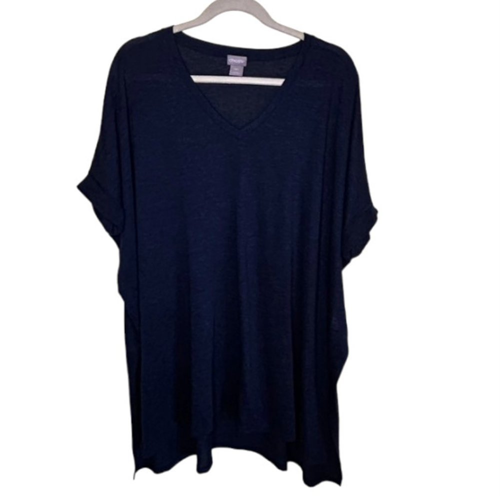 Chico's Oversized Steel Gray Top with Dolman Sleeves - M/L EUC